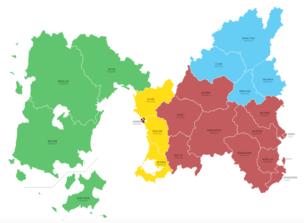 Provinces of Qonklaks, colored by realm