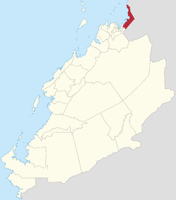Location of the Apricot Coast panhandle region within Yakormonyo.